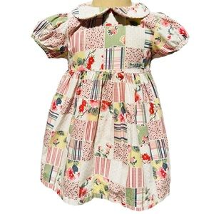 PETIT PATAPON BABY GIRL SWEET PATCHWORK DRESS SIZE 12 MONTHS